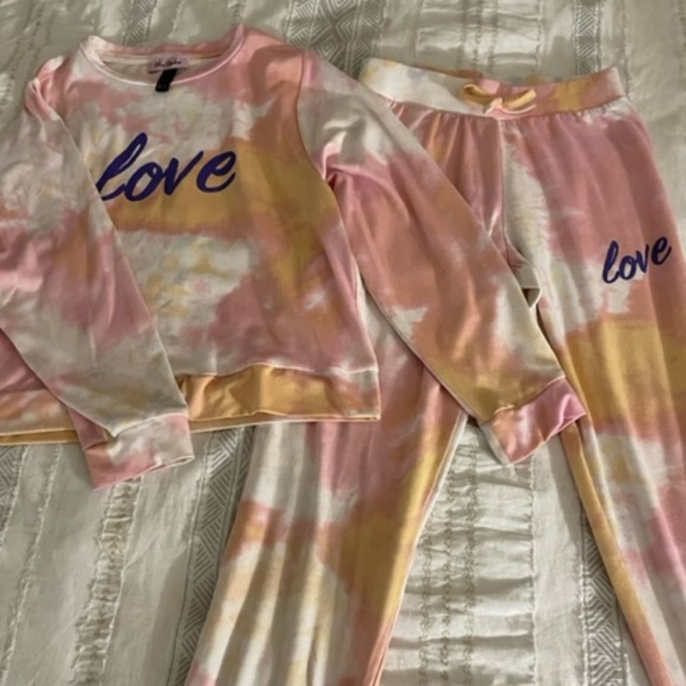 Girls Tie Dye Knit Jogger Suit - Size Small